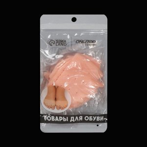 Корректоры - разделители для пальцев ног, на манжете, дышащие, 4 разделителя, силиконовые, 8х7 см, пара, бежевые