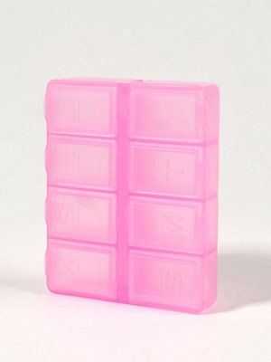 Таблетница, английские буквы, 7.4x6.2x2.1 см, 8 секций, МИКС