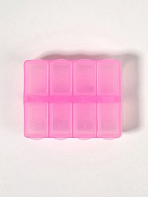 Таблетница, английские буквы, 7.4x6.2x2.1 см, 8 секций, МИКС