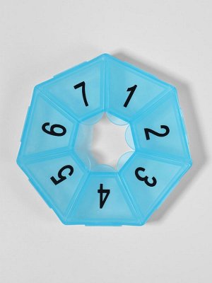 Таблетница «Цифры», 7.5x7.5x1.7 см, 7 секций, МИКС
