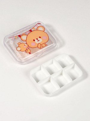 Таблетница «Милашки», 6 секций, 9.2 см x 6.2 см x 2 см, белая