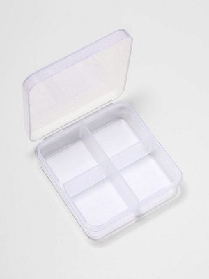 Таблетница, 4 секции, 7x6.7x2.4 см, прозрачная