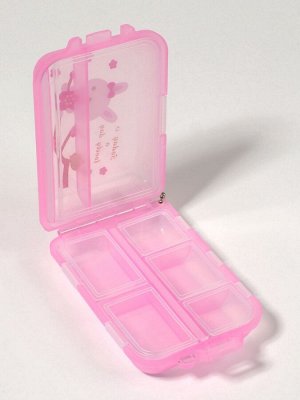 Таблетница с цепочкой, 9.5x6.5x3 см, 7 секций, МИКС