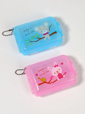 Таблетница с цепочкой, 9.5x6.5x3 см, 7 секций, МИКС