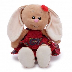Мягкая игрушка «Зайка Милашка» в платье бордо с воланами, 30 см