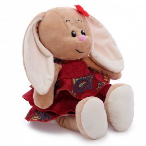 Мягкая игрушка «Зайка Милашка» в платье бордо с воланами, 30 см
