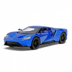 Машина металлическая Ford GT, 1:38, открываются двери, инерция, цвет синий