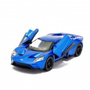Машина металлическая Ford GT, 1:38, открываются двери, инерция, цвет синий