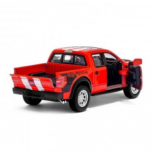 Машина металлическая Ford F-150 SVT Raptor, 1:46, открываются двери, инерция, цвет красный