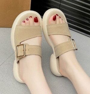Сабо летние из эко. замши на толстой подошве, беж