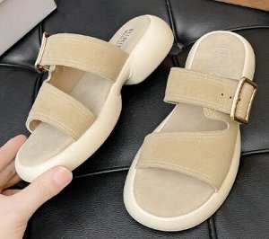 Сабо летние из эко. замши на толстой подошве, беж