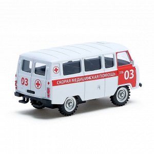 Машина металлическая «Микроавтобус скорая помощь», инерционная, масштаб 1:43