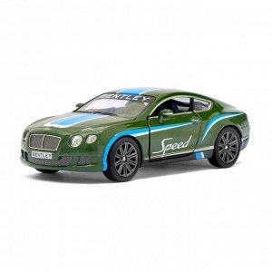 Машина металлическая Bentley Continental GT Speed, 1:38, открываются двери, инерция, цвет зелёный