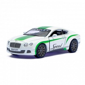 Машина металлическая Bentley Continental GT Speed, 1:38, открываются двери, инерция, цвет белый