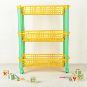 Этажерка для игрушек на колёсах 3-х секционная IDEA «Конфетти», цвет жёлтый