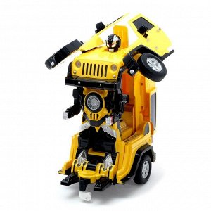 Робот-трансформер радиоуправляемый Jeep Wrangler, работает от аккумулятора, масштаб 1:14, mz 2825P, цвет жёлтый