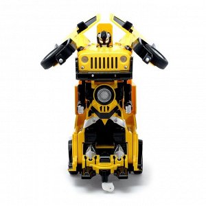 Робот-трансформер радиоуправляемый Jeep Wrangler, работает от аккумулятора, масштаб 1:14, mz 2825P, цвет жёлтый