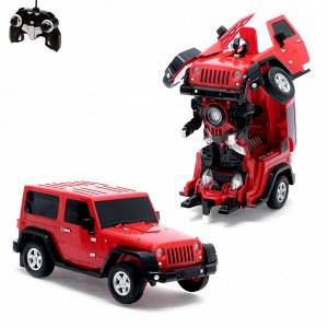 Робот-трансформер радиоуправляемый Jeep Wrangler, работает от аккумулятора, масштаб 1:14, mz 2825P, цвет красный