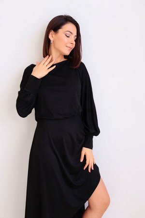Платье чёрное с разноуровневой юбкой