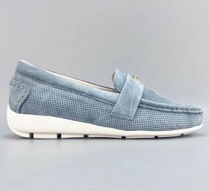 Мокасины из натуральной замши с перфорацией, серый
