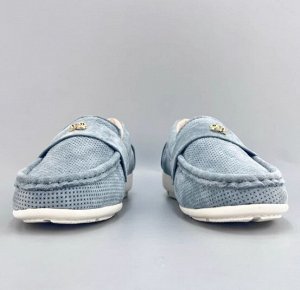 Мокасины из натуральной замши с перфорацией, серый