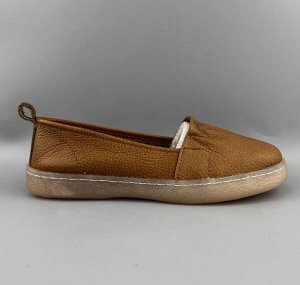 Лоферы из натур. кожи мягкие, верх на резинке, коричневый