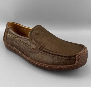Мокасины из натур. кожи мягкие, противоскользящие, темно-коричневый