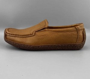 Мокасины из натур. кожи мягкие, противоскользящие, светло-коричневый