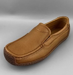 Мокасины из натур. кожи мягкие, противоскользящие, светло-коричневый