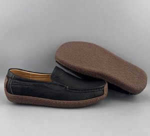 Мокасины из натур. кожи мягкие, противоскользящие, черный