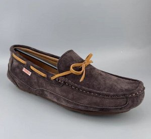 Мокасины мужские из натур. замши мягкие, повседневные, коричневый