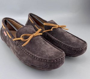 Мокасины мужские из натур. замши мягкие, повседневные, коричневый