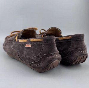 Мокасины мужские из натур. замши мягкие, повседневные, коричневый