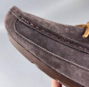 Мокасины мужские из натур. замши мягкие, повседневные, коричневый
