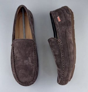 Мокасины мужские из натур. замши мягкие, повседневные, коричневый