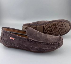 Мокасины мужские из натур. замши мягкие, повседневные, коричневый