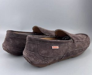 Мокасины мужские из натур. замши мягкие, повседневные, коричневый