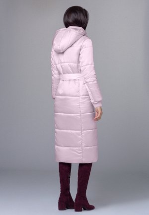 Утеплённое стёганое пальто с поясом