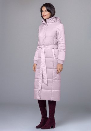 Утеплённое стёганое пальто с поясом