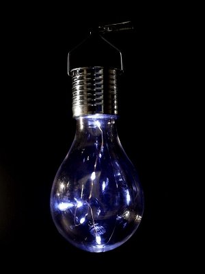 Садовый светильник «Лампочка», уличный, на солнечной батарее, 8x14x8 см, 5 LED, свечение белое