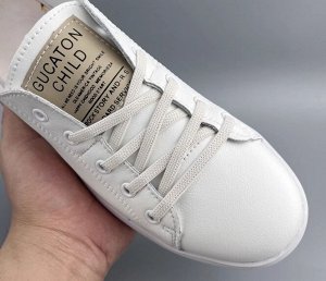 Кеды мужские летние из натур. кожи повседневные на шнурках, белый