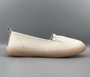 Лоферы из натур. кожи мягкие, верх на резинке, белый
