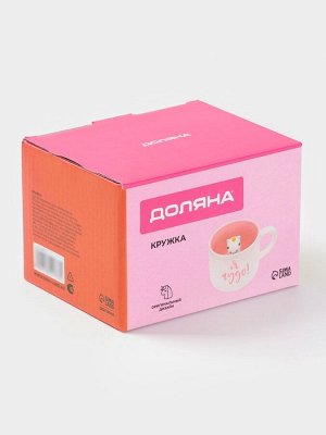 Кружка Доляна «Единорожка», 360 мл, керамика, с фигуркой, белая, розовая