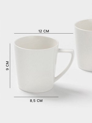 Кружки MagistroWhite Snow, набор 2 шт., 340 мл, фарфор, белые