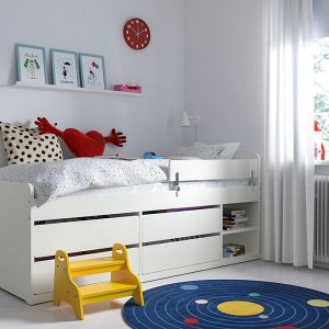 SL?KT / NATTAPA, кровать frm w strg + ограждение rl + рейка bd bse, белая, 90x200 см