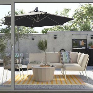 SEGERÖN / LÅGASKÄR, 3-seat conversation set, outdoor white/beige/Frösön/Duvholmen beige