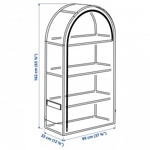 ASPAREN, теплица, прозрачный белый, 95x32x162 см