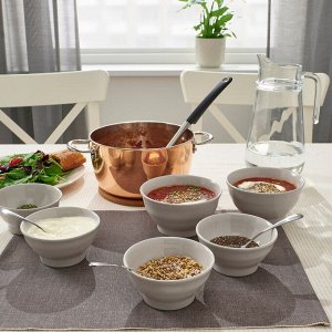 SANDSKÄDDA, Миска, светло-серо-бежевая, 12 см/ 4 шт