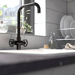 GAMLESJ?N, кухонный смеситель с двойным управлением, матовый черный металл