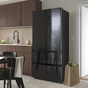 RIBBENÅS, холодильник с французской дверцей /морозильной камерой, IKEA 700 отдельно стоящий/ черная нержавеющая сталь, 347/169 л